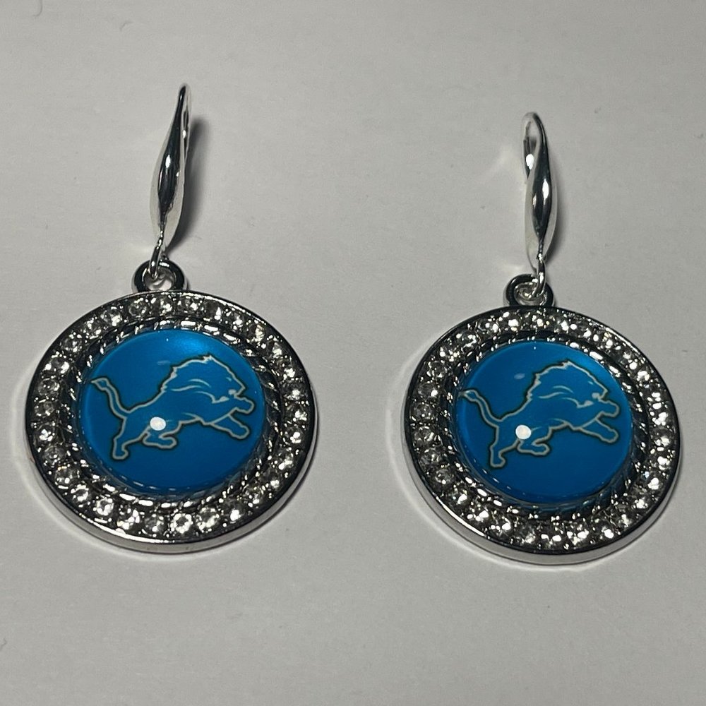 Detroit Lions NFL Fashion Dangle Rhinestone Earrings NEW